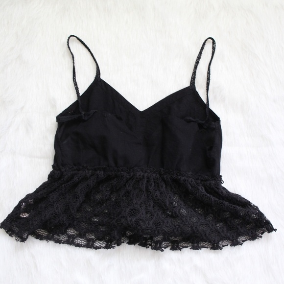 NWOT Free People Black Lace ADJUSTABLE Crop Top - Picture 3 of 7